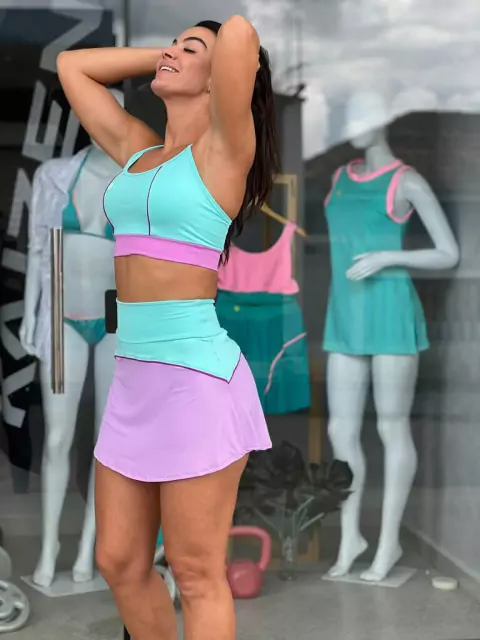 Conjunto Safira azul claro e lilás