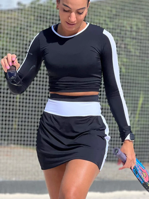 Cropped De Proteção UV Tropico Preta e branca - comprar online