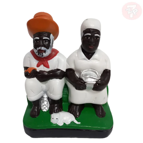 Imagem De Gesso Casal Preto Velho 15cm - Zp7