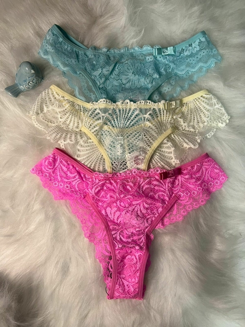KIT TRIO DE CALCINHAS RENDADA