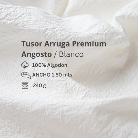 Tusor arruga premium angosto blanco