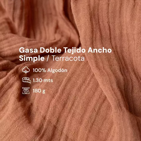 Gasa doble tejido ancho simple terracota - comprar online