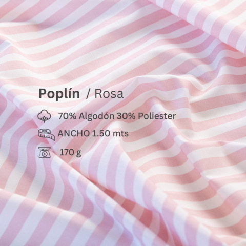 Poplín raya ancha rosa
