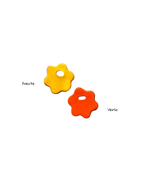 Colar Pingente Flor Laranja e Amarelo