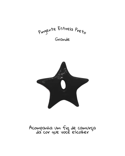 Colar Pingente Estrela Preta Grande