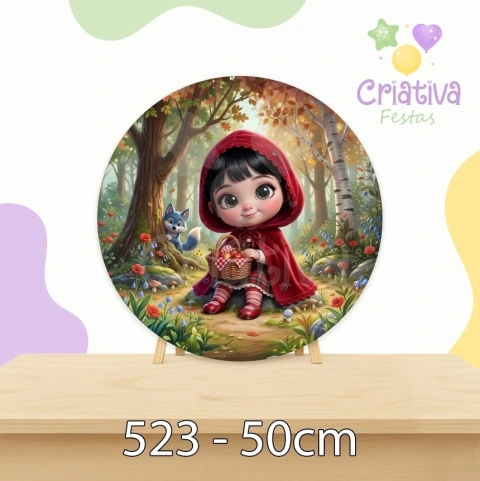 Painel 50cm Sublimado Estampado Temático Chapeuzinho Vermelho 50cm x 50cm – Decorativo para Festas | REF. 523
