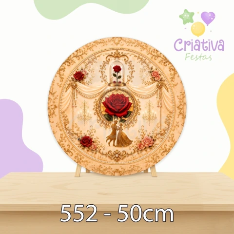 Painel 50cm Sublimado Estampado Temático Bela 50cm x 50cm – Decorativo para Festas | REF. 552