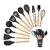 Kit C/12 Utensílios De Cozinha Silicone Cabo Madeira