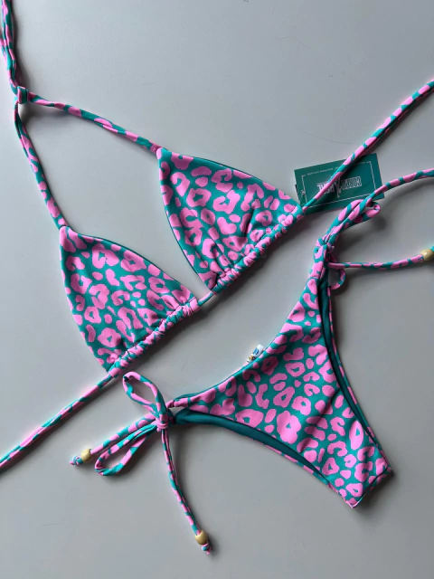 BIQUINI LAÇO ONÇA ROSA