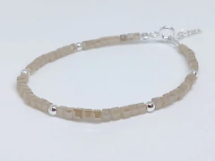 Pulsera de Plata 925 y Cristal Checo cuadrado - Margaritas Violetas Joyas
