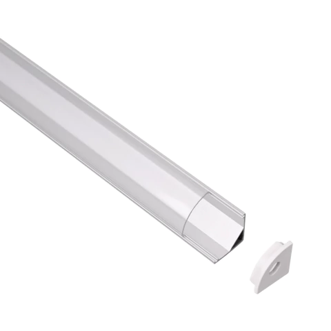 Perfil de Aluminio Esquinero 16x16mm Anodizado, Cover Curvo Transparente x2m