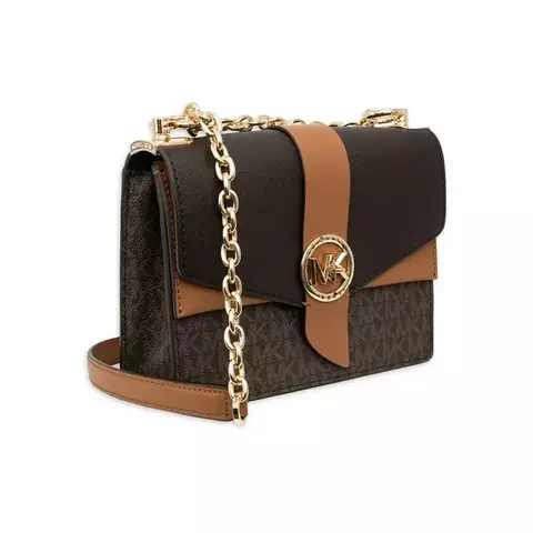 Bolsa Mikael Kors Transversal Greenwich - Cor: Marrom e Caramelo