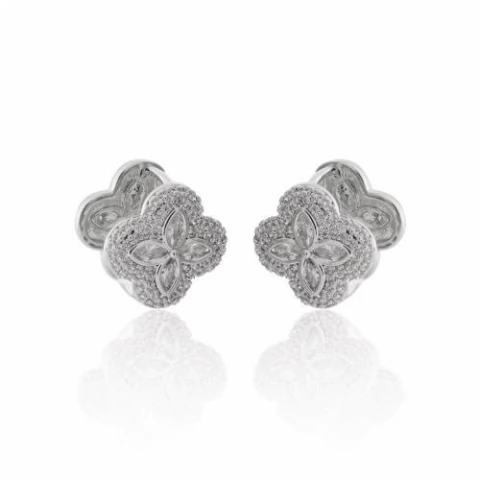 Brinco Argola Flor Cravejado Branco