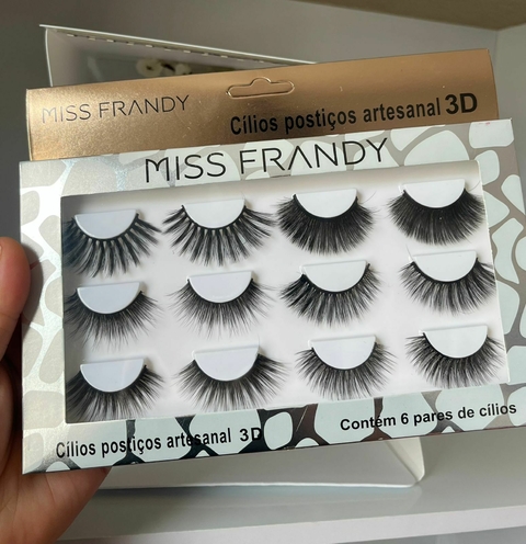 Cartela de cílios artesanal 3D com 6 pares Miss frandy ,