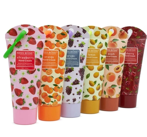 Creme para mãos de frutas Miss rôse - Cereja, uva laranja,limão e pêssego