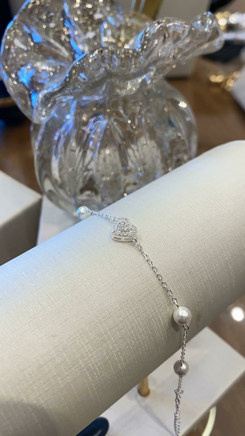 PULSEIRA CORAÇÂO COM PÉROLAS - PRATA 925 - (cópia) - comprar online