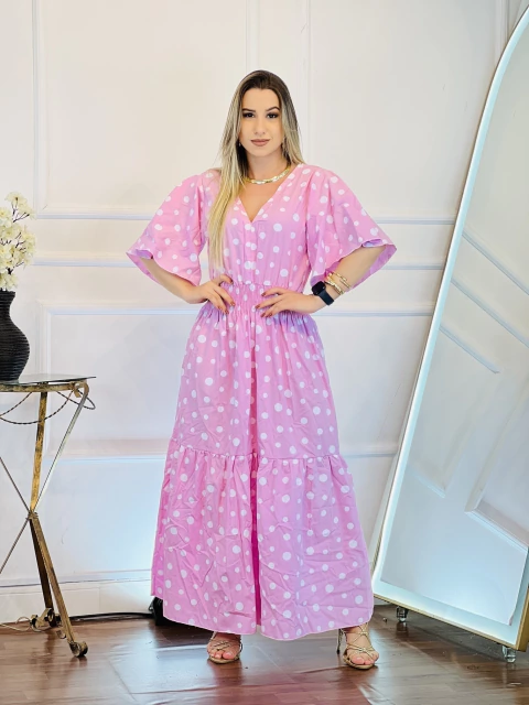 Vestido Longo Maila - Estp Rosa Poa