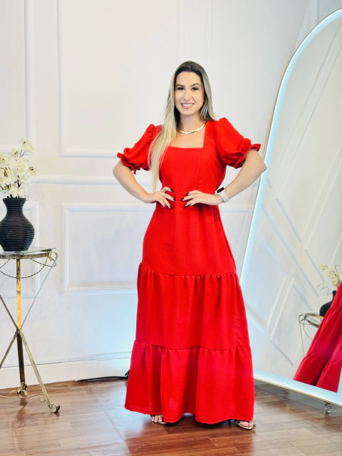 Vestido Longo Dália - Vermelho