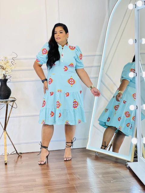 Vestido Midi Talita - Azul céu