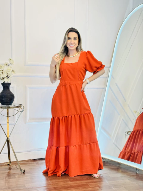 Vestido Longo Dália - Terracota