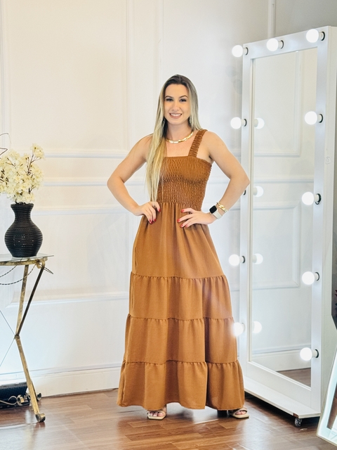 Vestido Longo Vitória - Marrom
