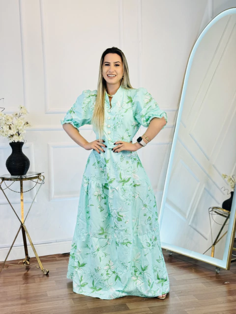 Vestido longo Pietra - Estp Verde Água