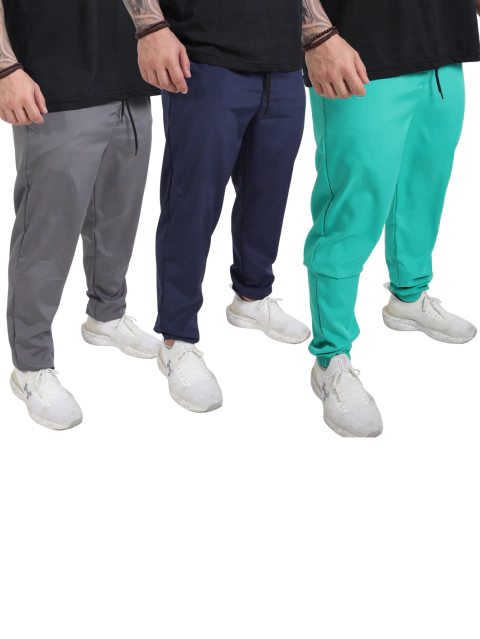 Kit 3 Calças Fitness Masculino - Chumbo + Azul Marinho + Verde Agua