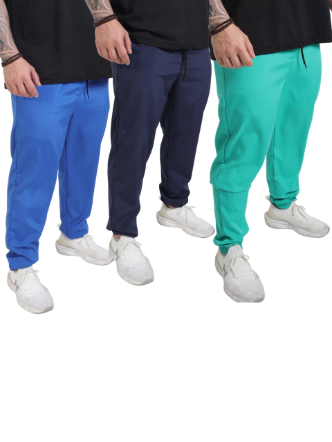 Kit 3 Calças Fitness Masculino - Azul Marinho + Azul Royal + Verde Agua