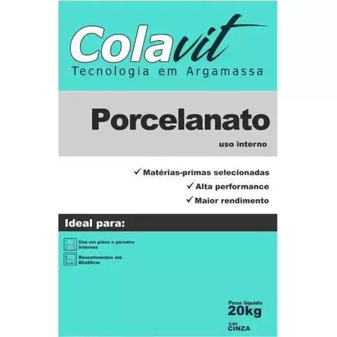 ARGAMASSA 20 KG - COLAVIT - PORCELANATO - CINZA - comprar online