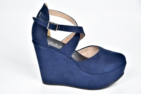 Sapato Anabela X Camurça Marinho