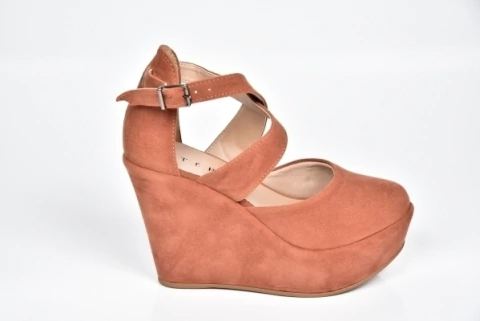 Sapato Anabela X Camurça Caramelo