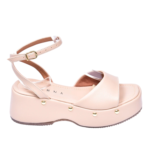 Sandália Shelby Tira Simples Tachas Bege - comprar online