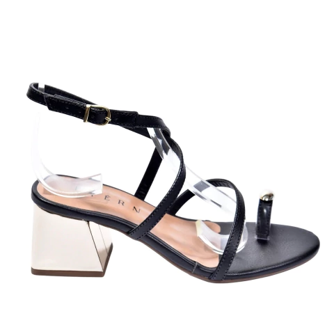 Sandália Salto Ouro Sylvia Preta - comprar online