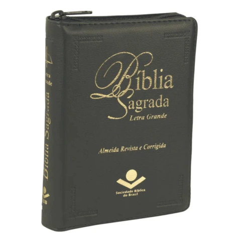 Bíblia Sagrada ARC Capa Preta Letra Grande com índice e zíper