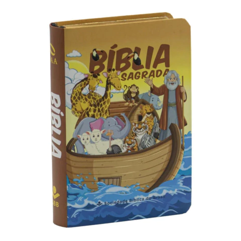 Bíblia Sagrada NAA capa arca de Noé laranje Edição de Bolso