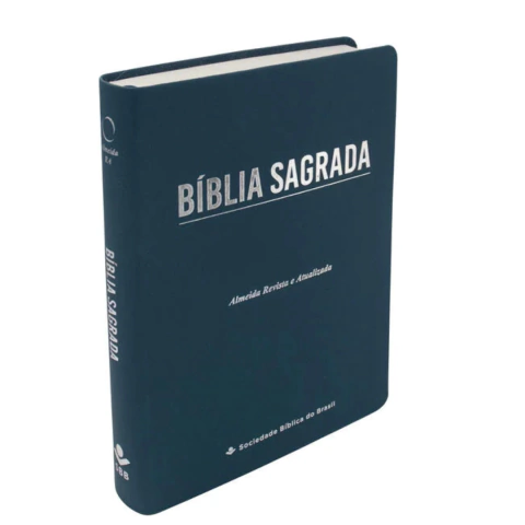 Bíblia Sagrada RA Capa Azul Linha Ouro Letra Gigante