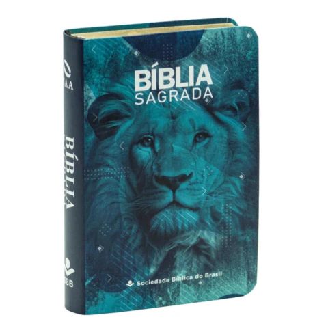 Bíblia Sagrada NAA capa leão azul Edição de Bolso