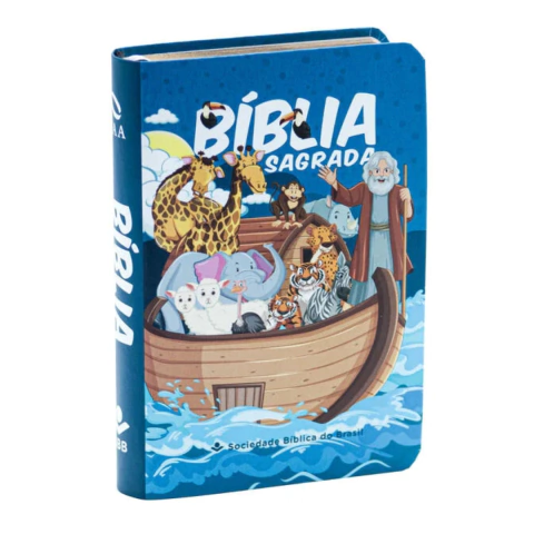 Bíblia Sagrada NAA capa arca de Noé azul Edição de Bolso
