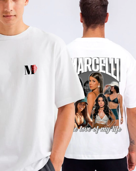 Camiseta Personalizada com Inicial na Frente Arte nas Costas BÁSICA OU OVERSIZED - comprar online