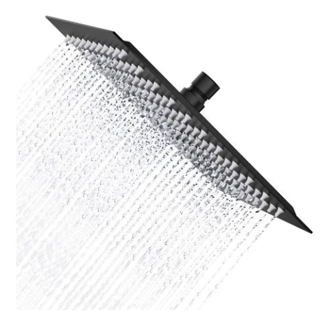 Flor Ducha Cuadrada 15x15 Acero Inoxidable Articulada Negra