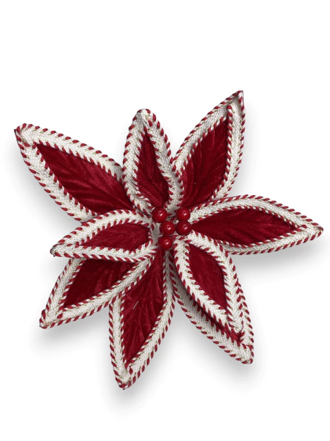 Flor vermelha c/ Bordado Off 24cm