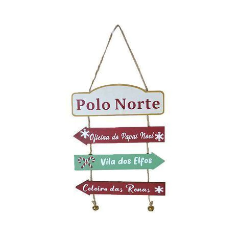 Plaquinha Natalina "Polo Norte" 24cm