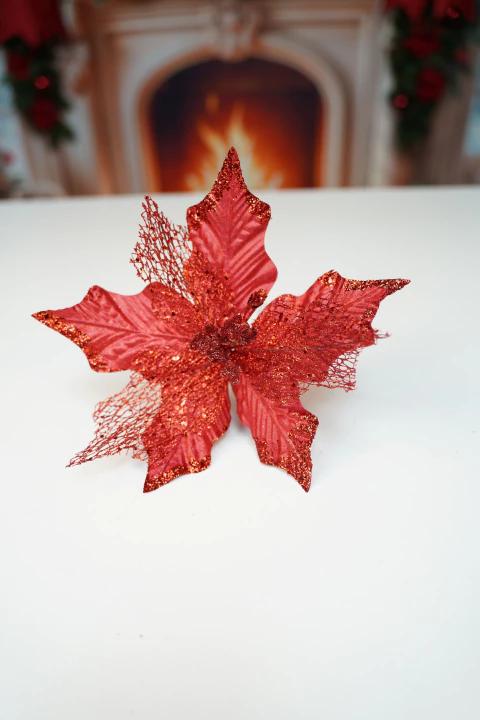 Flor Vermelha c/ Petalas Vazadas 22cm