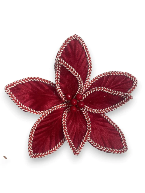 Flor Vermelha Veludo Rústica 26cm