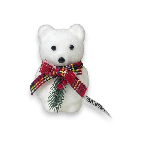 Urso Polar Cachecol Xadrez 16cm