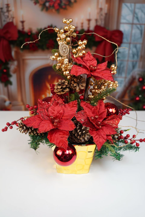 Centro de Mesa Natal Vermelho 60x40cm