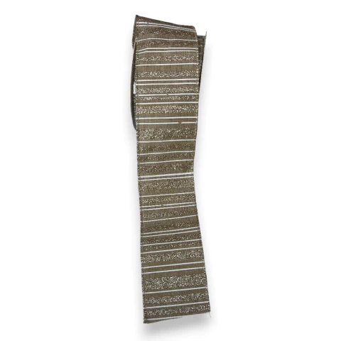 Fita Dourada com Listras Brancas e Glitter 9,14m x 6,3cm