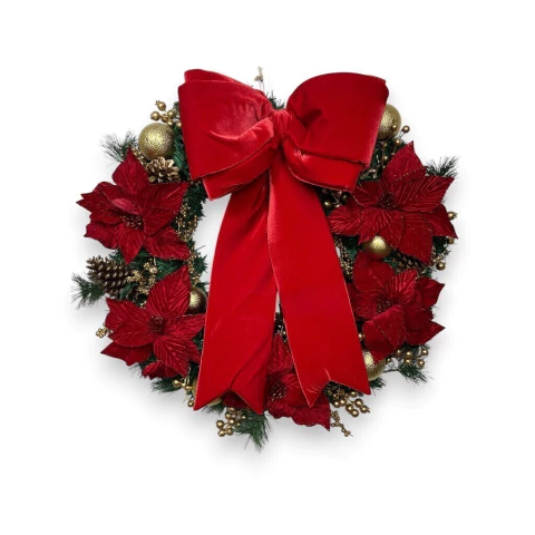 Guirlanda Clássica Laço Vermelho 70x70cm