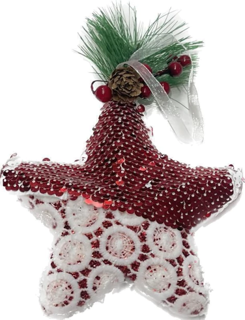 Estrela vermelha e Branca 22cm