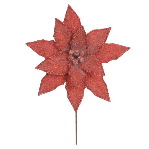 Flor Vermelha Cristalizada 30cm